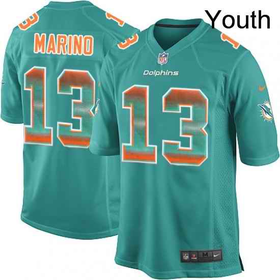 Youth Nike Miami Dolphins 13 Dan Marino Limited Aqua Green Strobe NFL Jersey